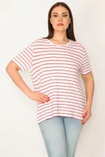 KADIN KEMİK BİSİKLET YAKALI ÇİZGİLİ BLUZ