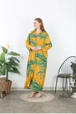 Kadın Büyük Beden Mavi Ön Boy Düğmeli Gömlek Yakalı Uzun Elbise 65N37875