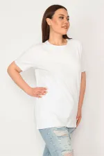 KADIN BEYAZ BİSİKLET YAKALI OVERSİZE BLUZ