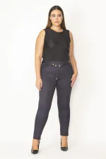 Kadın Haki Ekose Desenli Kemer Aksesuarlı Pantolon 65N28637