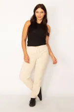 Kadın Taş Beli Tünel Bağcık Detaylı Yan Ve Arka Cepli Gabardin Kumaş Pantolon 65N34145