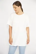 Kadın Kemik Büyük Beden Bisiklet Yakalı Kısa Kollu Bluz