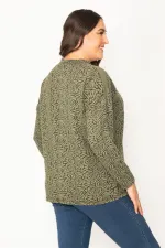 Kadın Haki Jakar Desenli Sıfır Yakalı Uzun Kollu Tunik 65N30418