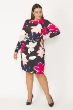 KADIN BEL DETAYLI BİSİKLET YAKALI UZUN KOLLU RENKLİ JARSE ELBİSE