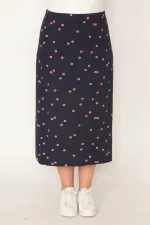 Kadın Lacivert Bel Lastikli Desenli Etek 65N32321