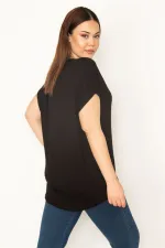 KADIN SİYAH YAKASI DANTEL VE TAŞ DETAYLI VİSKON BLUZ