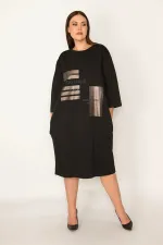 KADIN ORANJ TAŞ VE LAK DETAYLI ELBİSE