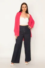 Kadın Lacivert Klasik Kesim Yan Cepli Geniş Paçalı Kot Pantolon 65N31860