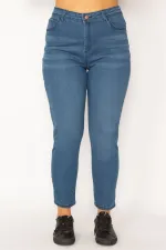 Kadın Lacivert Likralı 5 Cep Kot Pantolon 65N34241