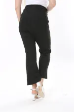 Kadın Büyük Beden Siyah Gizli Kemer Önü Çima Dikişli Likralı Pantolon 65N37903