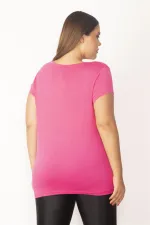 Kadın Pembe V Yakalı Viskon Bluz 65N27681