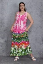 Kadın Renkli Anvelop Yakalı Askılı Elbise 65N26814