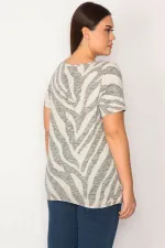 Kadın Taş Pul Payet İşli Pamuklu Kumaş Bluz 65N30232