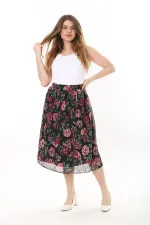 Kadın Büyük Beden Renkli Beli Lastikli Astarlı Pilise Tül Etek 65N37655