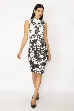 KADIN SİYAH BALIKÇI YAKA ÇİÇEK DESENLİ ELBİSE