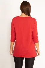 Women's Burgundy Ornamental Zippered Sweatshirt 65N34599