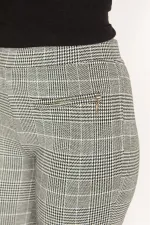 Leggings femme gris à carreaux et poches zippées décoratives 26A34810