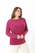 Kadın Büyük Beden Fujya Omuzları Pile Ve Vatka Detaylı Uzun Kollu Bluz 65N37503