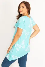 Kadın Mavi Kelebek Desenli Bluz 65N34775