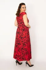 Kadın Renkli V Yakalı Bel Büzgülü Uzun Elbise 65N33190