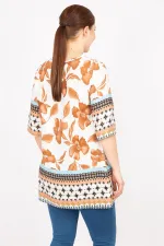 Kadın Fujya Büyük Beden Dokuma Viskon Kumaş Su Desenli Tunik