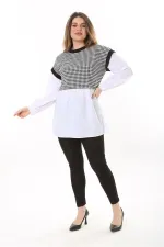 Kadın Büyük Beden Beyaz Kazayağı Ve Poplin Kombinli Tunik 65N37577