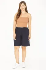 Kadın Büyük Beden Antrasit Dokuma Viskon Kumaş Beli Lastikli Şort 65N36801