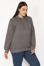 Women's Smoked Inside Raised 3 Thread Kangaroo Pocket Hooded Sweatshirt 65N29644