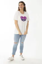 Kadın Büyük Beden Beyaz Pamuklu Kumaş Nakışlı Bluz 65N37099