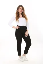 Kadın Büyük Beden Siyah 5 Cepli Likralı Kot Pantolon 65N37646