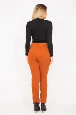 WOMEN'S ORANGE LYCRA 5 POCKET JEANS