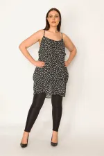 Kadın Siyah Desenli Şifon Kumaş Askılı Katlı Tunik 65N33122