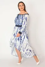 KADIN SAKS MADONNA YAKA ETEĞİ KAPALI ANVELOP ASTARLI KREP ŞİFON ELBİSE