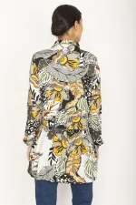WOMEN'S COLORFUL FLORAL PATTERNED SHIRT WITH HEM DETAILED