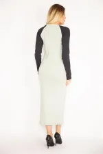 Kadın Yeşil Kol Detaylı Uzun Elbise 85N7277