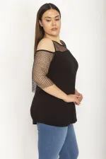 Kadın Siyah Roba Ve Kolları File Detaylı Viskon Bluz 65N27071