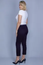 Kadın Bordo Arka Süs Flota Ve Yan Cepli Kemer Aksesuarlı Kumaş Pantolon 65N24040