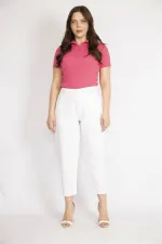 Kadın Beyaz Büyük Beden 5 Cepli Kot Pantolon