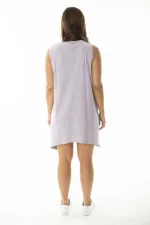 Kadın Büyük Beden Somon V Yakalı Uzun Kolsuz Bluz 65N36920