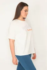 KADIN KEMİK BİSİKLET YAKA ÖN BASKILI BLUZ