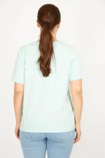 Kadın Lila Büyük Beden Pamuklu Kumaş Dantel Detaylı Bluz