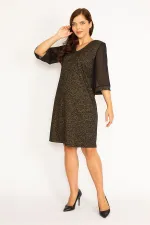 Kadın Gri Sim Detaylı Kolları Şifon Elbise 65N34746