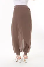 Kadın Büyük Beden Lacivert İçi Viskon Pantolonlu Şifon Anvelop Görünümlü Şalvar   65N37631