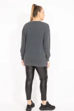 Kadın Füme Taş Detaylı Sweatshirt   65N35493