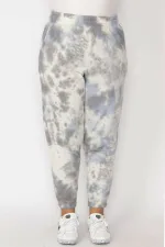 Kadın Gri İçi Şardonlu 3 İplik Kumaş Bel Ve Paça Lastikli Batik Desenli Pantolon 65N29150