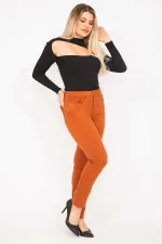 WOMEN'S ORANGE LYCRA 5 POCKET JEANS