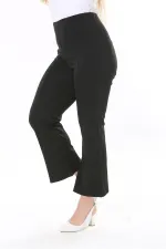 Kadın Büyük Beden Siyah Gizli Kemer Önü Çima Dikişli Likralı Pantolon 65N37903