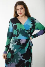 WOMEN'S GREEN SIDE TIE WRAPPED DRESS 26A37260