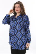 Kadın Büyük Beden Pembe Ön Düğmeli Saten Bluz 65N38017