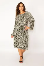 Kadın Renkli Bel Detaylı Uzun Kollu Elbise 65N34050